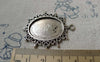 Accessories - 10 Pcs Antique Silver Oval Cameo Base Settings Match 18x25mm Cabochon  A6532