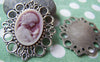 Accessories - 10 Pcs Antique Silver Oval Cameo Cabochon Base Settings Match 18x25mm Cab A3173