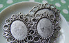 Accessories - 10 Pcs Antique Silver Oval Cameo Cabochon Base Settings Match 18x25mm Cab A3173