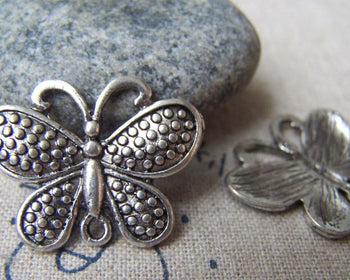 Accessories - 10 Pcs Antique Silver Pewter Butterfly Charms 20x25mm A791