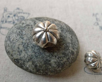 Accessories - 10 Pcs Antique Silver Rondelle Pumpkin Heart Beads 8x12mm A5859