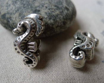 Accessories - 10 Pcs Antique Silver Seahorse Beads 11x20mm Double Sided A5833