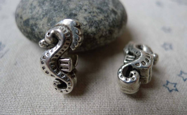 Accessories - 10 Pcs Antique Silver Seahorse Beads 11x20mm Double Sided A5833