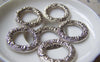 Accessories - 10 Pcs Antique Silver Thick Flower Rings Double Sided 25mm A3042
