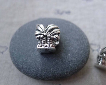 Accessories - 10 Pcs Antique Silver Tone Brass Coconut Tree Large Hole Beads  10x12mm A7693