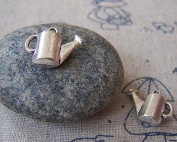 Accessories - 10 Pcs Antique Silver Watering Pot Charms 13x16mm A4349