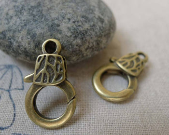 Accessories - 10 Pcs Antiqued Bronze Textured Lobster Clasps 13x22mm A5958