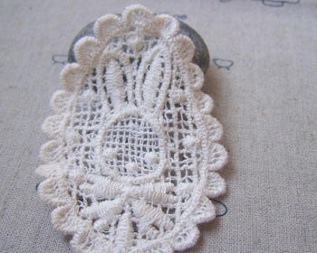 Accessories - 10 Pcs Beige Cream Color Filigree Floral Rabbit Cotton Lace Doily 50x70mm A4844