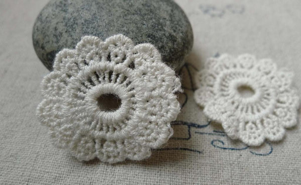 Accessories - 10 Pcs Beige Cream Color Filigree Floral Round Cotton Lace Doily 30mm A6472