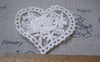 Accessories - 10 Pcs Beige Filigree Floral Heart Cotton Lace Doily 50x55mm A4838