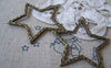 Accessories - 10 Pcs Bronze Star Frame Charms  Textured Pendants 42mm  A4156