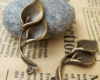 Accessories - 10 Pcs Calla Lily Pendants Antique Bronze  Flower Charms 14x37mm A346