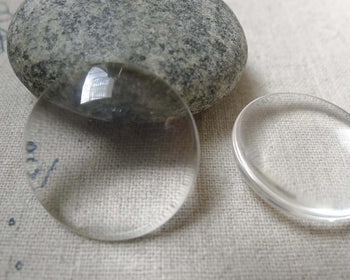 Accessories - 10 Pcs Crystal Glass Dome Round Cabochon Cameo 25mm (1 Inch) A5787