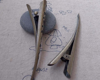 Accessories - 10 Pcs Heart Alligator Clip Antique Bronze Large Hair Barrette Clip 80mm A7521