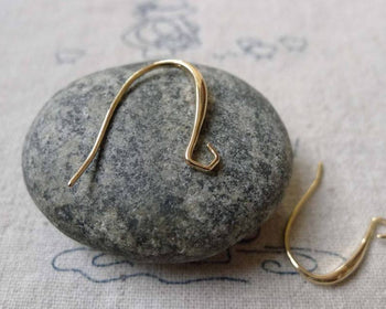 Accessories - 10 Pcs KC Gold Tone Brass Unique Hole Fish Hook Earwire Findings18mm A6603