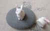 Accessories - 10 Pcs Of 3D Resin White Bunny Rabbit Findings 12x14mm A7256