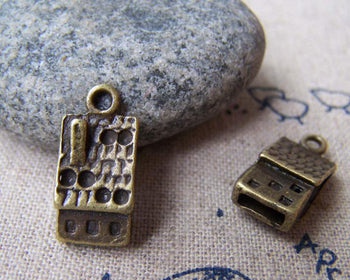 Accessories - 10 Pcs Of Antique Bronze 3D House Charms 9x15mm A2730