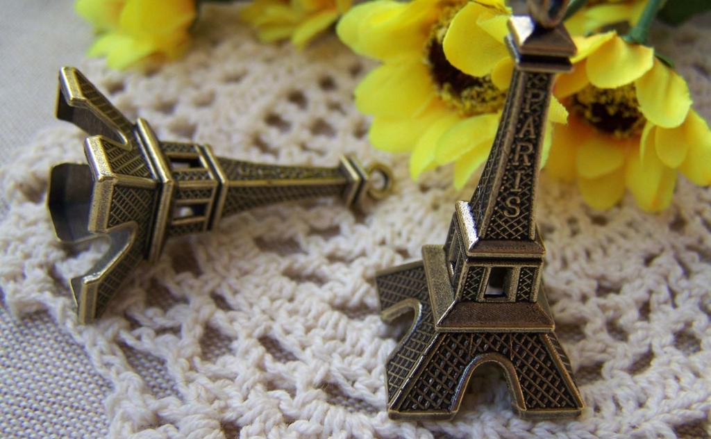 Accessories - 10 Pcs Of Antique Bronze 3D Paris Eiffel Tower Pendants Huge Size 22x47mm A1651