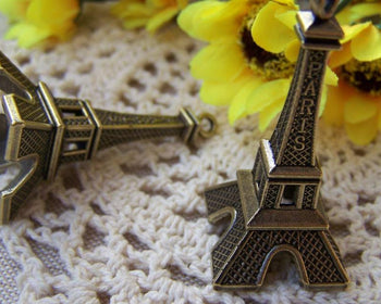 Accessories - 10 Pcs Of Antique Bronze 3D Paris Eiffel Tower Pendants Huge Size 22x47mm A1651