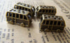 Traveling - 10 pcs Antique Bronze 3D Rhinestone Bus Pendants Charms A927