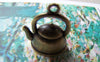 Accessories - 10 Pcs Of Antique Bronze 3D Tea Kettle Tea Pot Charms 17x19mm A3274