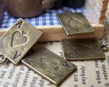 People, Profession & Hobby - 10 pcs Antique Bronze Ace of Spade Poker Card Charms A492