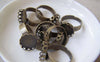 Accessories - 10 Pcs Of Antique Bronze Adjustable Ring Blank Shank Base With 10mm Bezel Lace Edge  A5938