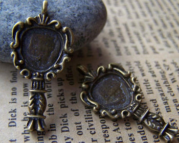 People's Accessories - 10 pcs Antique Bronze Ancient Chinese Mirror Charms Pendants A3170