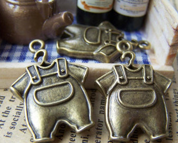 People's Accessories - 10 pcs Antique Bronze Baby Overall Pants Trousers Charms 19x24mm A1914