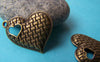 Hearts - 10 pcs Antique Bronze Basketweave Heart Charms 20x22mm A1509