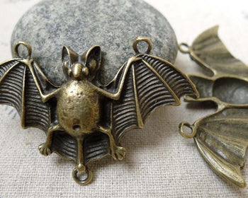 Accessories - 10 Pcs Of Antique Bronze Bat Connector Charms 28x48mm A5972