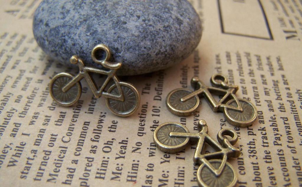 Accessories - 10 Pcs Of Antique Bronze Bike Bicycle Charms 15x20mm A951
