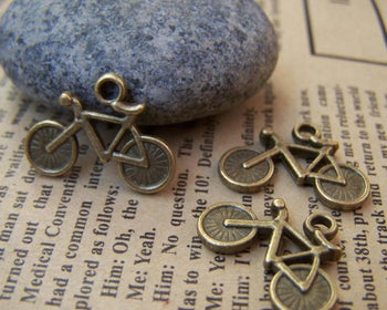 Accessories - 10 Pcs Of Antique Bronze Bike Bicycle Charms 15x20mm A951