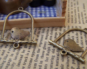 Birds, Pets & Animals - 10 pcs Antique Bronze Bird Ring Connector Charms 25x33mm A277