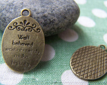 Accessories - 10 Pcs Of Antique Bronze Blank Oval Pendant Charms 16x25mm A1749