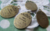 Accessories - 10 Pcs Of Antique Bronze Blank Oval Pendant Charms 16x25mm A1749