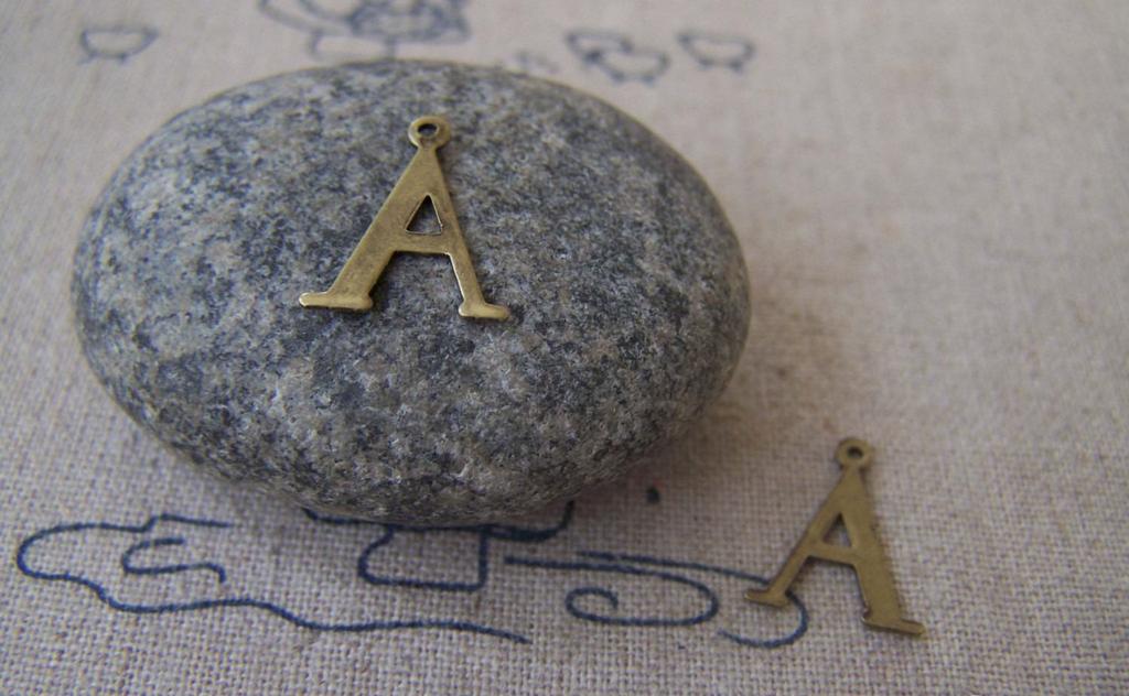 Accessories - 10 Pcs Of Antique Bronze Brass Alphabet Letter A Charms 11x14mm A2406