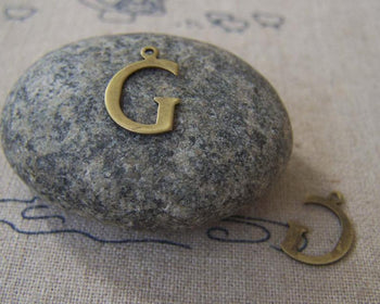 Accessories - 10 Pcs Of Antique Bronze Brass Alphabet Letter G Charms 10x15mm A2412