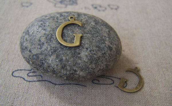 Accessories - 10 Pcs Of Antique Bronze Brass Alphabet Letter G Charms 10x15mm A2412