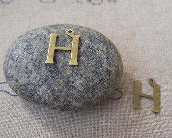 Accessories - 10 Pcs Of Antique Bronze Brass Alphabet Letter H Charms 10x15mm A2413