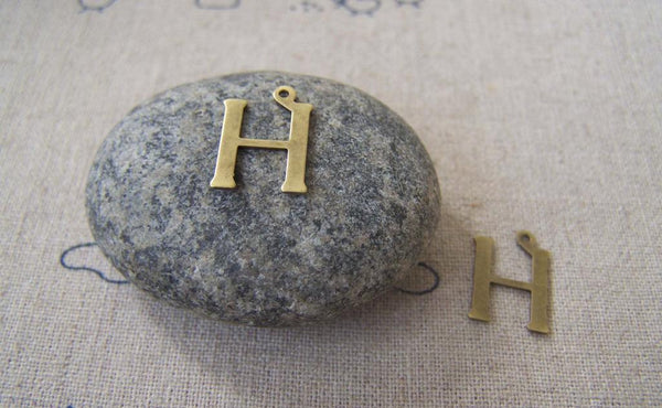 Accessories - 10 Pcs Of Antique Bronze Brass Alphabet Letter H Charms 10x15mm A2413