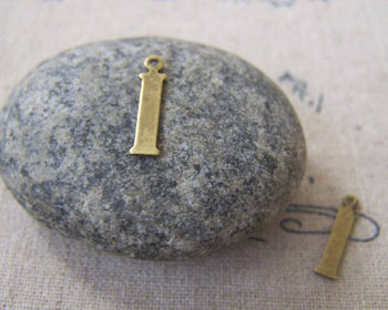 Accessories - 10 Pcs Of Antique Bronze Brass Alphabet Letter I Charms 3.5x15mm A2414