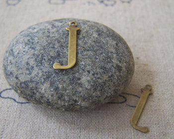 Accessories - 10 Pcs Of Antique Bronze Brass Alphabet Letter J Charms 5x18mm A2415