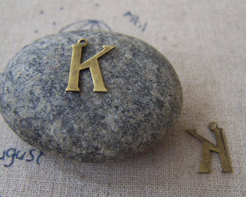 Accessories - 10 Pcs Of Antique Bronze Brass Alphabet Letter K Charms 10x15mm A2416