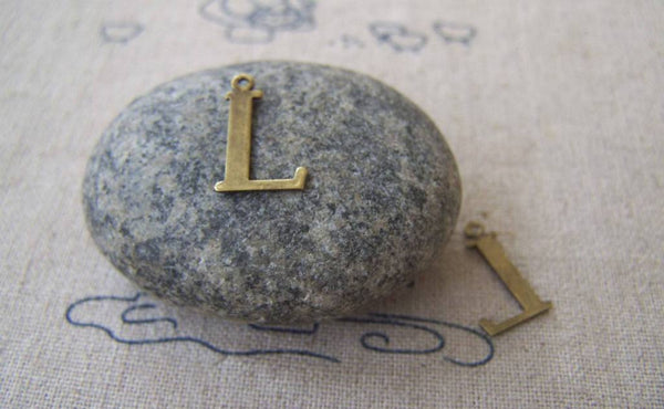 Accessories - 10 Pcs Of Antique Bronze Brass Alphabet Letter L Charms 10x15mm A2417