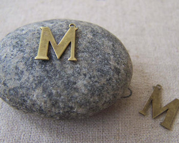Accessories - 10 Pcs Of Antique Bronze Brass Alphabet Letter M Charms 10x15mm A2418