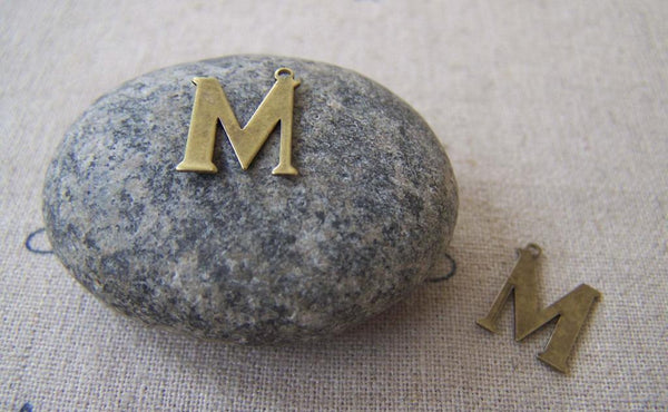 Accessories - 10 Pcs Of Antique Bronze Brass Alphabet Letter M Charms 10x15mm A2418