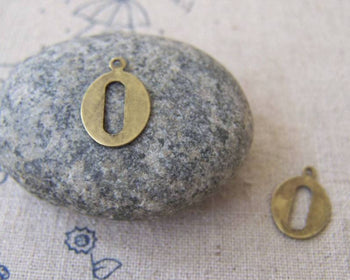 Accessories - 10 Pcs Of Antique Bronze Brass Alphabet Letter O Charms 10x15mm A2420