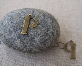 Accessories - 10 Pcs Of Antique Bronze Brass Alphabet Letter P Charms 10x15mm A2421