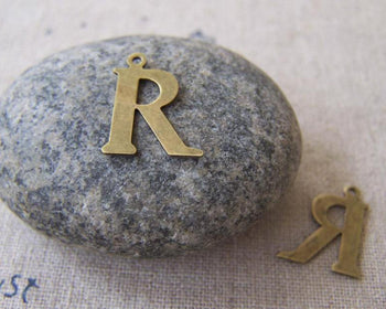 Accessories - 10 Pcs Of Antique Bronze Brass Alphabet Letter R Charms 10x15mm A2423